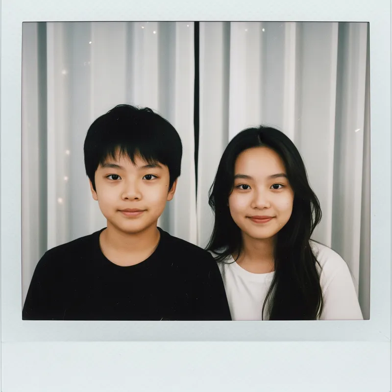 Charming Polaroid-Style Photo of a Boy and Girl