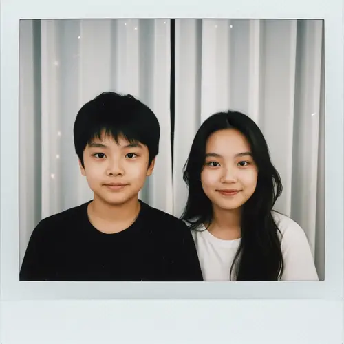 Charming Polaroid-Style Photo of a Boy and Girl