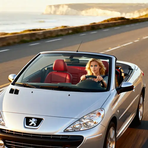 Blonde Woman Driving Peugeot 206 Cabriolet