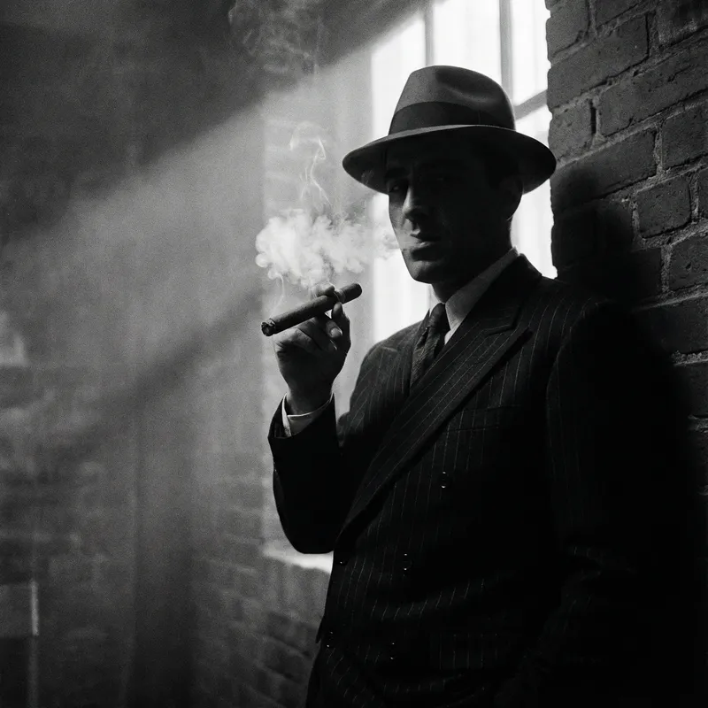 Classic Noir Portrait of a Charismatic Gangster Classic Noir Portrait of a Charismatic Gangster