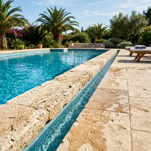 Travertine Pool Edge | Outdoor Poolside Design