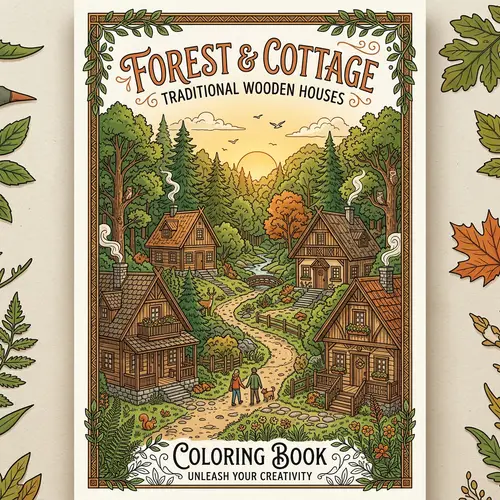 Vibrant Forest Illustration for Coloring Book