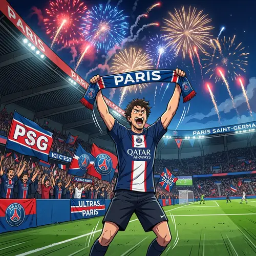 Cheering on PSG during a match in France