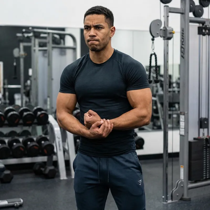 Muscle-Bound Man in Gym Poses | Athletic Fitness Model Muscle-Bound Man in Gym Poses | Athletic Fitness Model