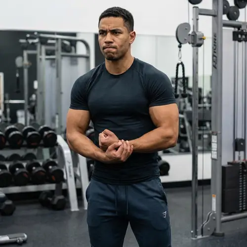 Athletic Man Poses in Gym Showing Muscles | Fitness Model