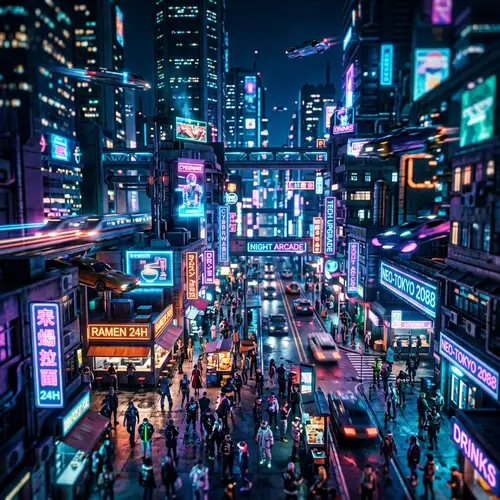 Futuristic Cyberpunk Cityscape | High Contrast Neon Lights