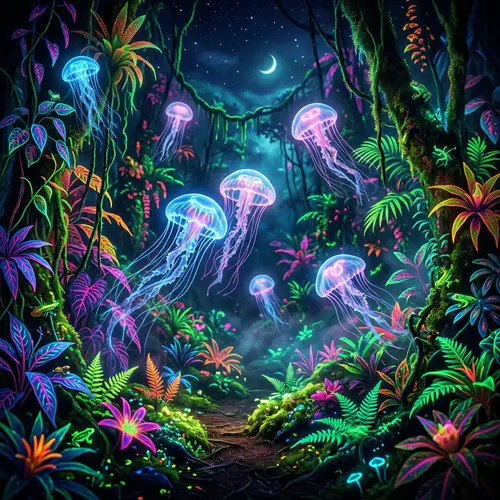 Glowing Jellyfish in a Neon Jungle Experience