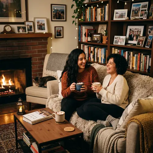 Tender Love Story: Lesbian Couple in Cozy Living Room