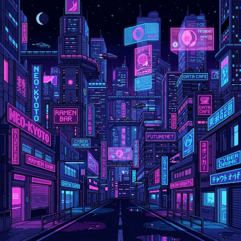 Cyberpunk Pixel Art Wallpaper for Your Screen