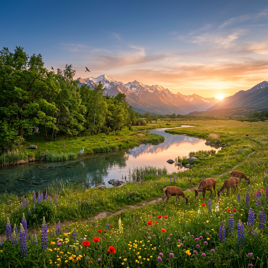 Captivating Mountain Landscape View | AI Art Generator | Easy-Peasy.AI