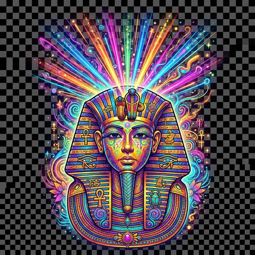 Psychedelic Tutankhamun T-Shirt Design