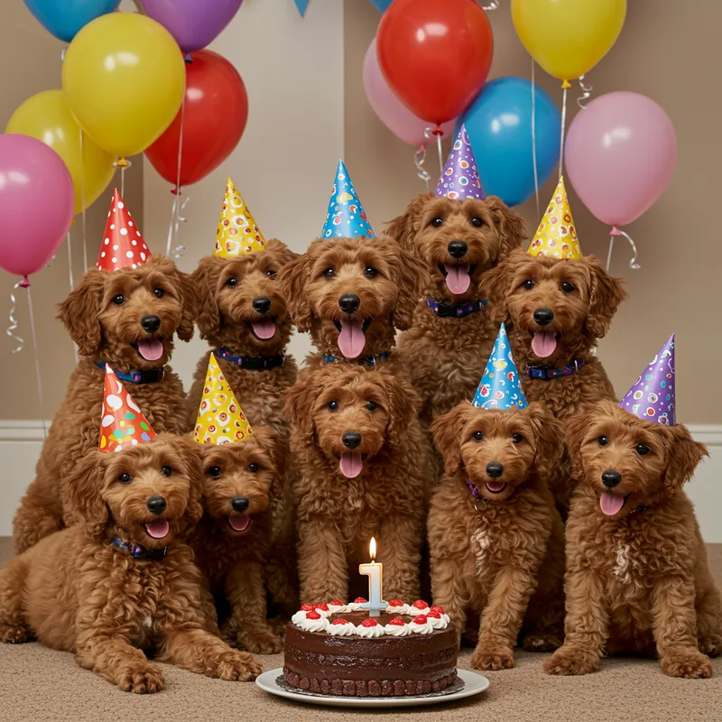 Adorable Poodle Puppies Celebrate a Birthday Party