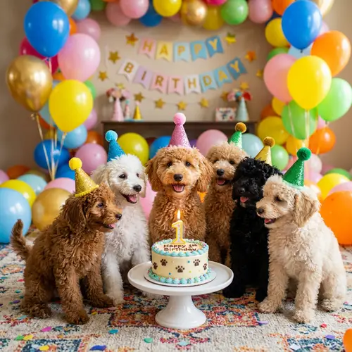 Adorable Poodle Puppies Celebrate a Birthday Party