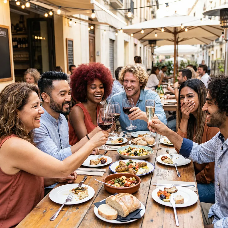 Cheerful Couples Dining Together in Harmony