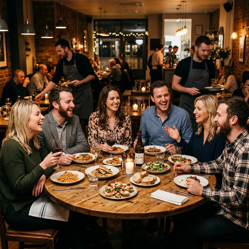 Happy Caucasian Dinner Gathering with 3 Women and 3 Men