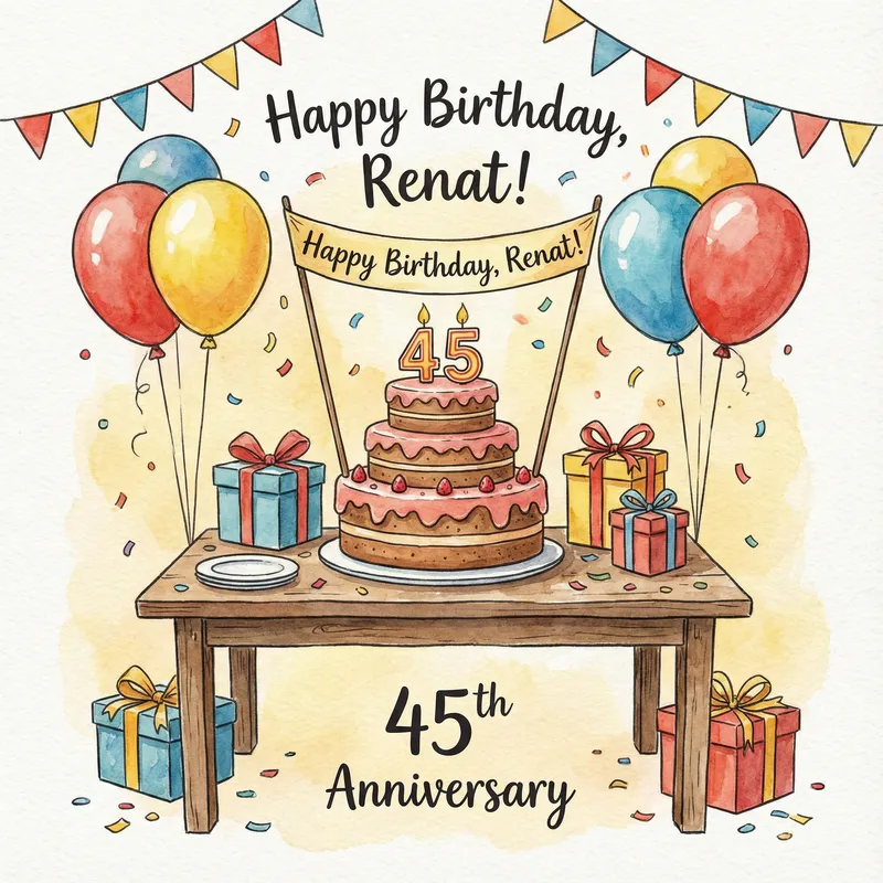 Happy Birthday Card for Renat's 45th Anniversary