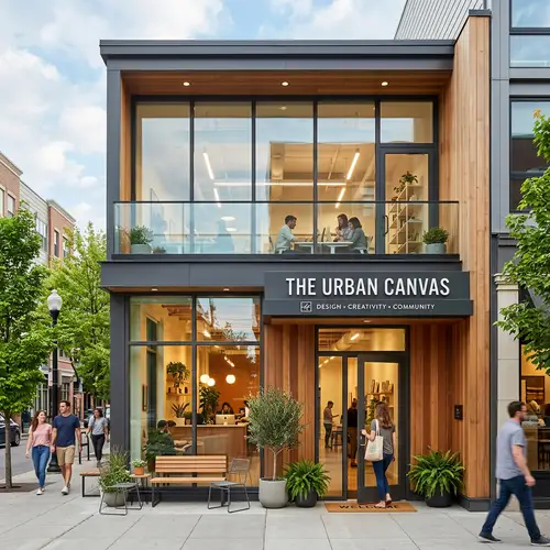 Elegant Two-Story Business Facade Design