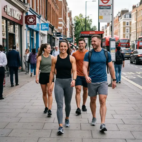 Fit People Walking Confidently on the Street