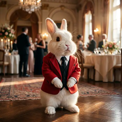 Dapper Rabbit in Red Suit: Charming and Elegant Bunny Attire