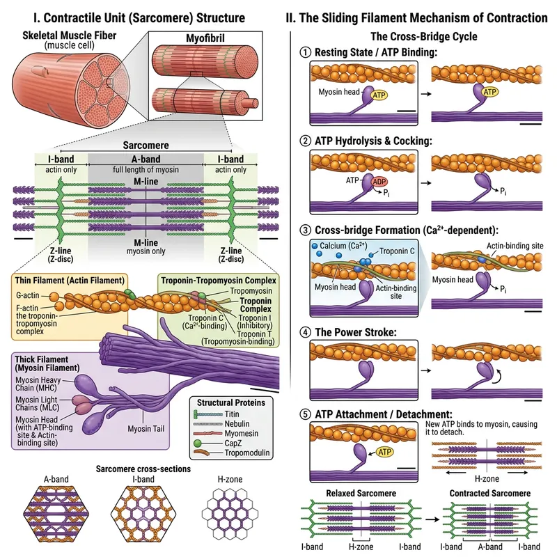 Muscle Fiber Structure and Contraction Mechanism Explained