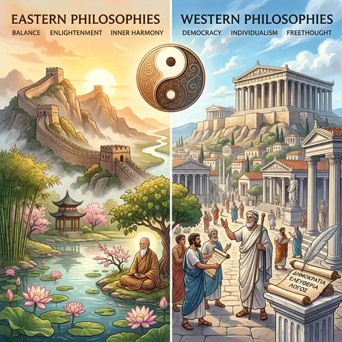 Eastern vs Western Philosophies: A Visual Interpretation