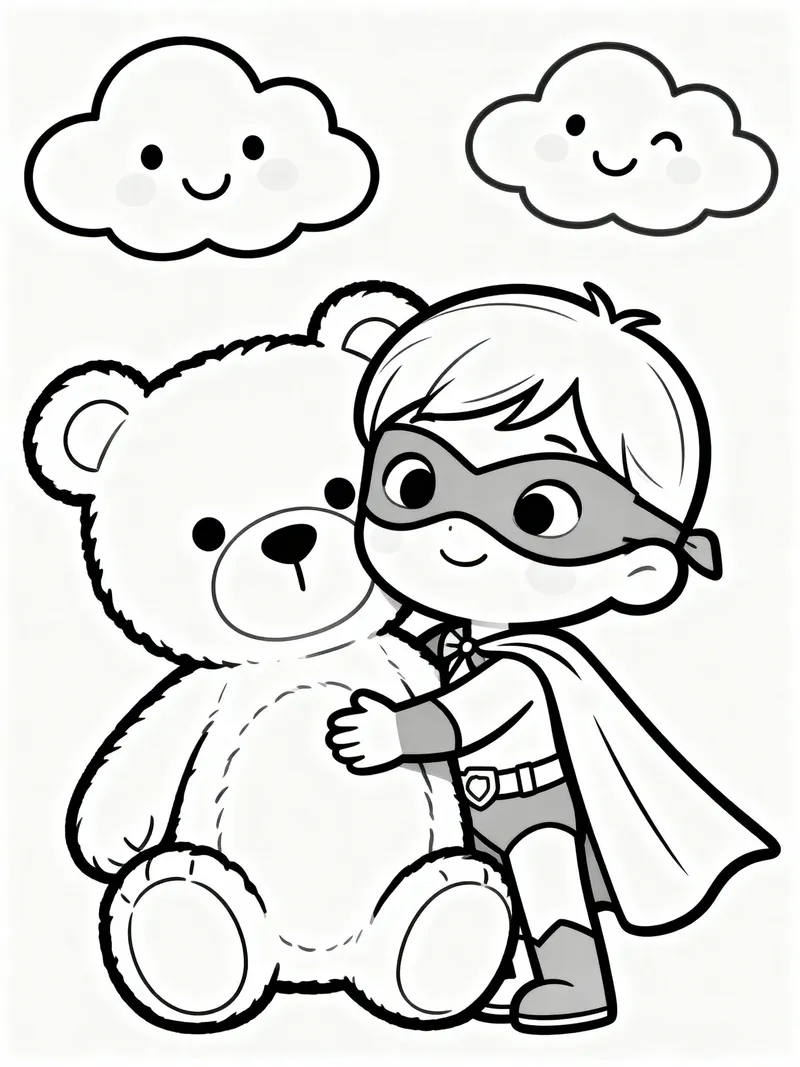 Cute Superhero Coloring Page for Kids