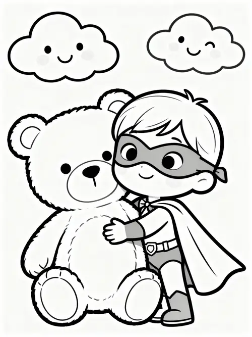 Cute Superhero Coloring Page for Kids