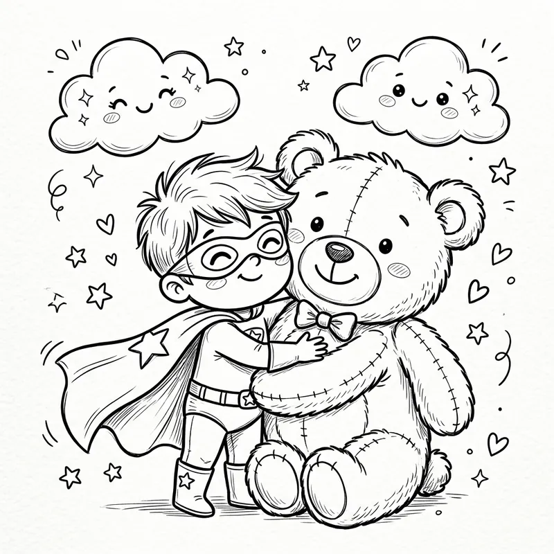 Cute Superhero Coloring Page for Kids