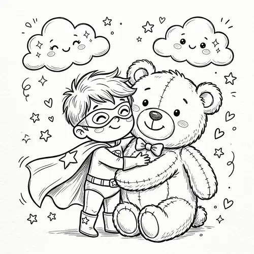 Cute Superhero Coloring Page for Kids