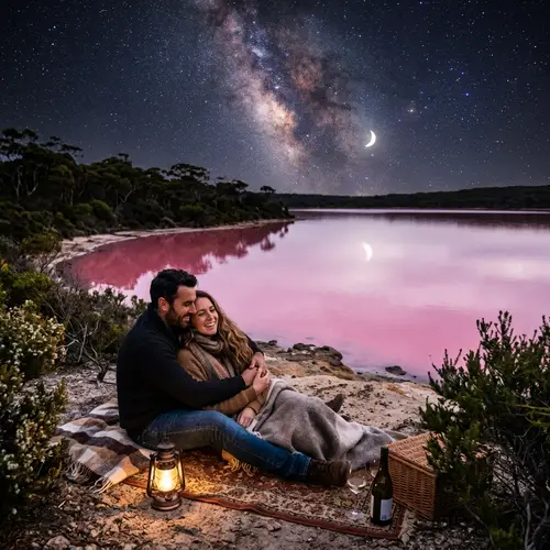 Romantic Night by Lake Hillier, Australia