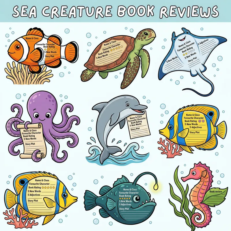 Whimsical Sea Creature Clip Art for Kids