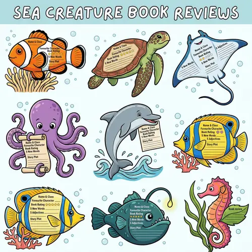 Whimsical Sea Creature Clip Art for Kids