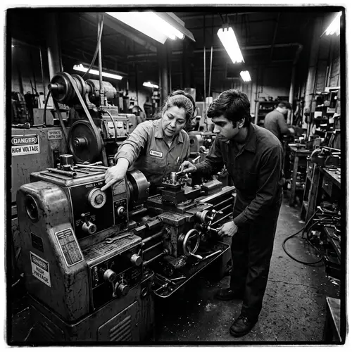 Professional Development: Supervisor Guiding Employee on Technical Equipment