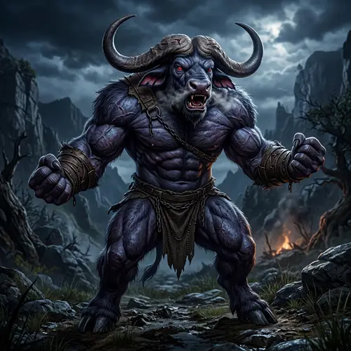 Giant Muscular Bull: Fierce and Powerful
