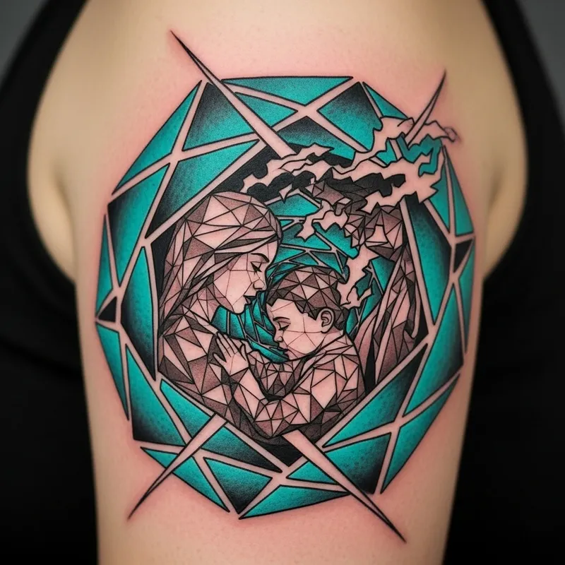 Geometric Spiral Tattoo: Symbol of Time and Relationships