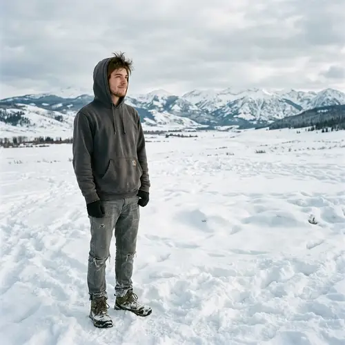 Young Man Smiling in Snowfield | Outdoor Winter Portrait