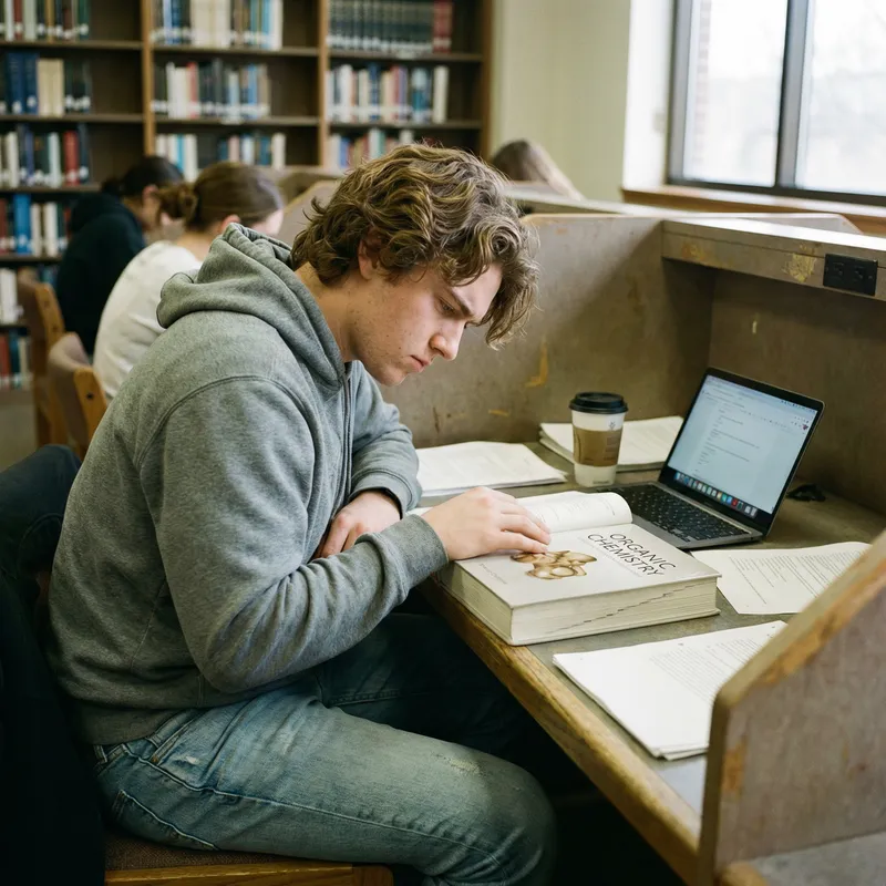 Young Caucasian University Student in Study Mode
