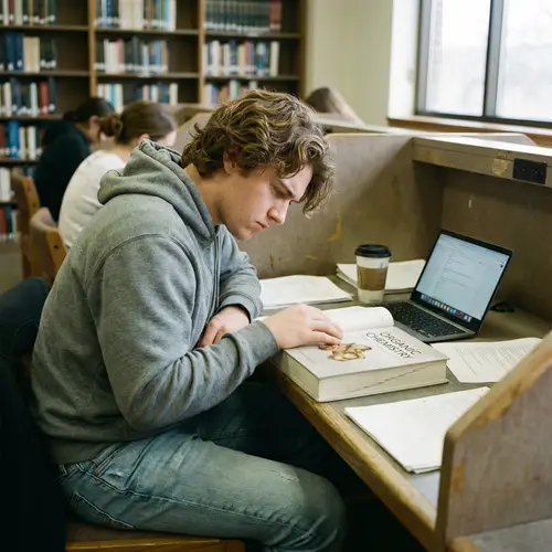 Young Caucasian University Student in Study Mode
