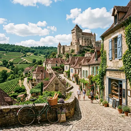 Picturesque French Village Surrounded by Vineyards | Chateau Overlooking Cobblestone Streets