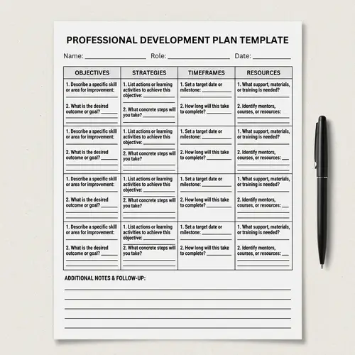 Professional Development Plan Template | Objectives, Strategies, Timeframes, Resources