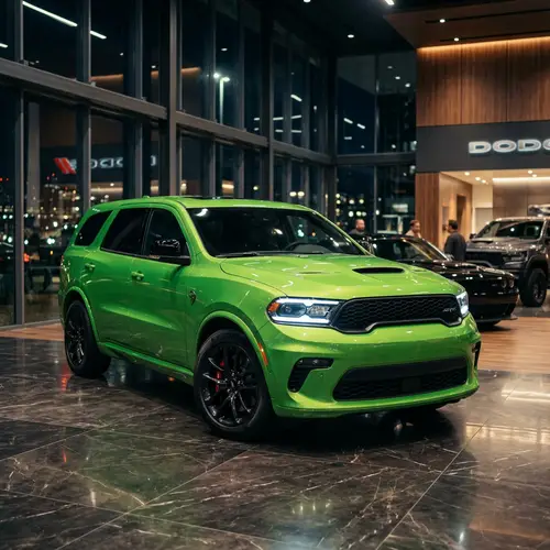 2025 Dodge Durango Bright Greens - Luxurious Showroom Cinematic Shot