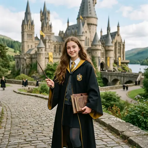 Hufflepuff Girl at Hogwarts Castle