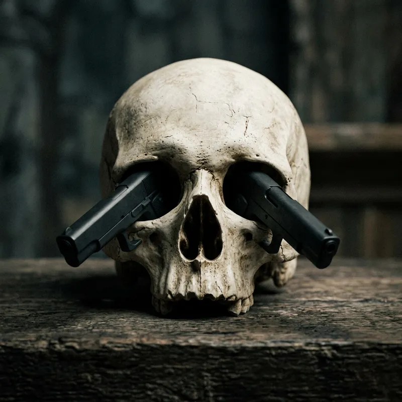 Surreal Skull with Guns: A Powerful Image Surreal Skull with Guns: A Powerful Image