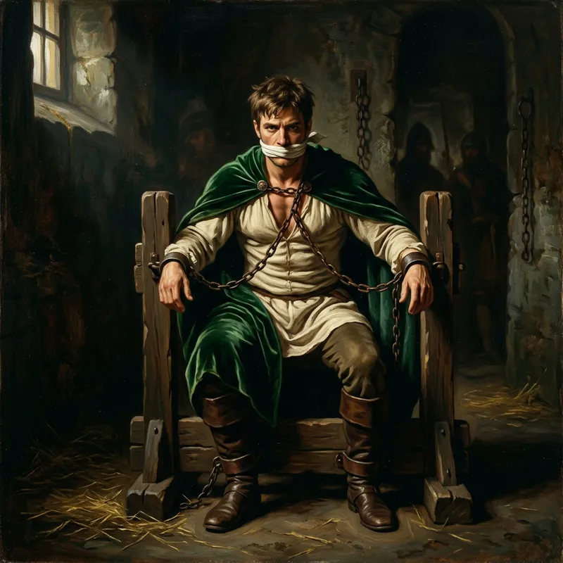 Courage and Captivity: Intrepid White Prince in Emerald Green Cape