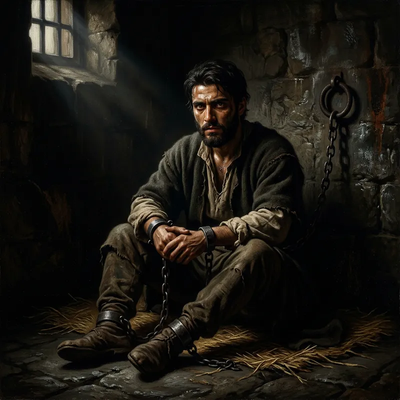 Middle-Eastern Prince in Chiaroscuro Dungeon - Vulnerability & Defiance