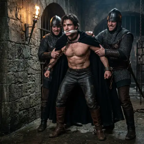 Caucasian Prince Restrained by Palace Guards - Fear and Vulnerability