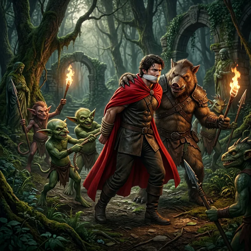 Muscular Prince Bound by Fantastical Creatures