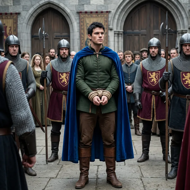 Courageous White Prince in Royal Blue Cape - Symbol of Strength