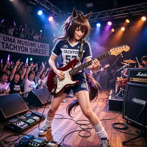 Agnes Tachyon Playing Guitar - Uma Musume Art