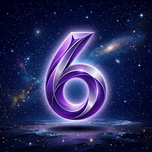 Modern Purple & Silver Number 6 Illustration